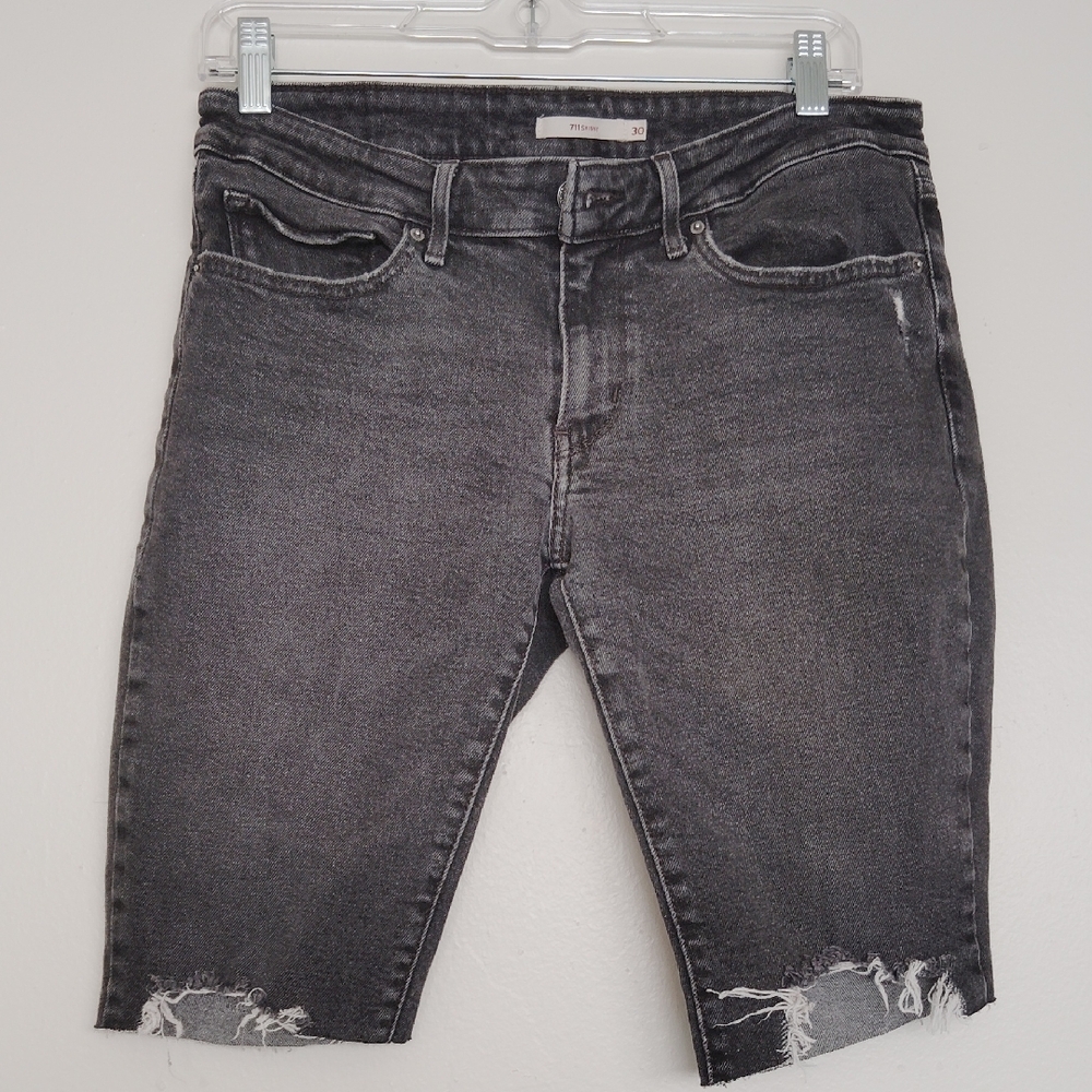 Levi's Women's Dark Gray Distressed Jean Shorts